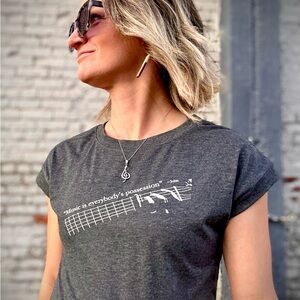 Gray Graphic Women's Top with John Lennon quote
